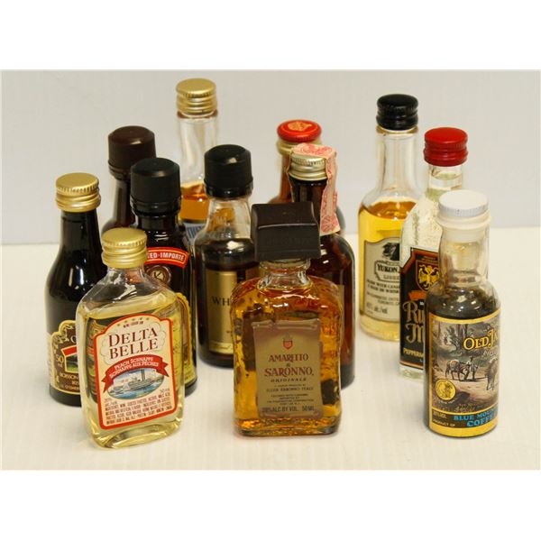 BAG WITH 12 ASSORTED 1OZ LIQUOR BOTTLES ASSORTED ALCOHOL %