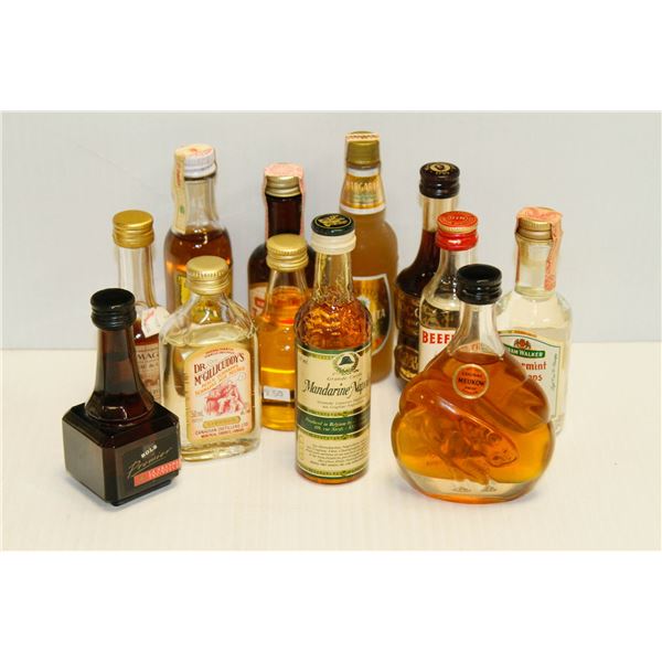 BAG WITH 12 ASSORTED 1OZ LIQUOR BOTTLES ASSORTED ALCOHOL %