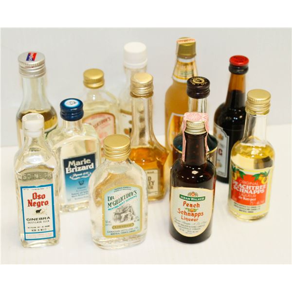 BAG WITH 12 ASSORTED 1OZ LIQUOR BOTTLES ASSORTED ALCOHOL %