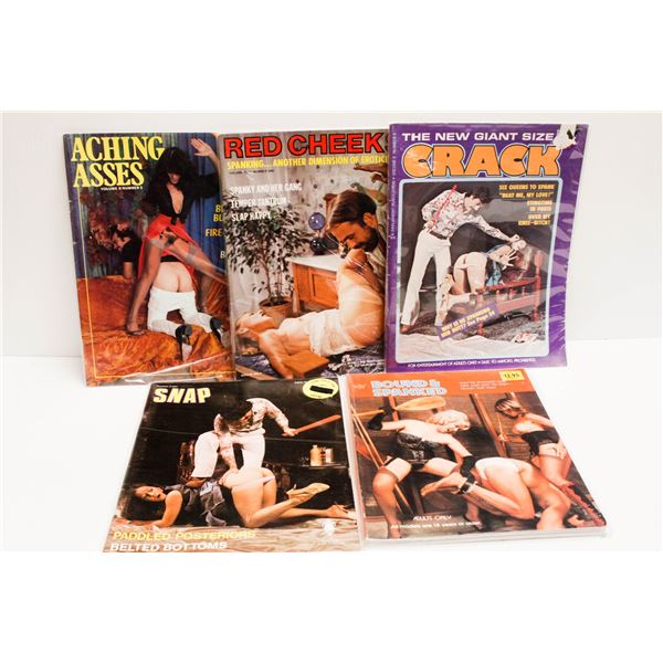 XXX 5 X SPANKING THEMED PORN MAGAZINES 70'S