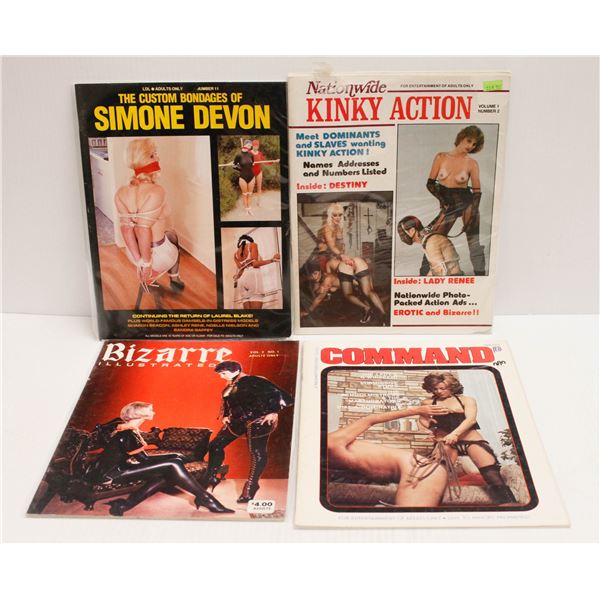 XXX 4 X BONDAGE MAGAZINES GROUP '60'S TO '70'S