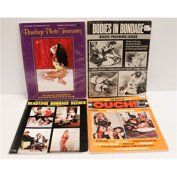 XXX 4 X BONDAGE MAGAZINES GROUP '60'S TO '70'S