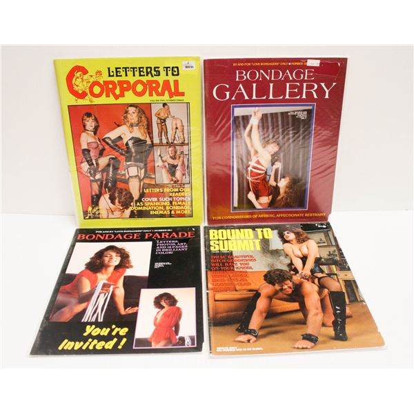 XXX 4 X BONDAGE MAGAZINES GROUP '60'S TO '70'S