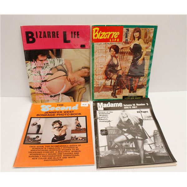 XXX 4 X BONDAGE MAGAZINES GROUP '60'S TO '70'S
