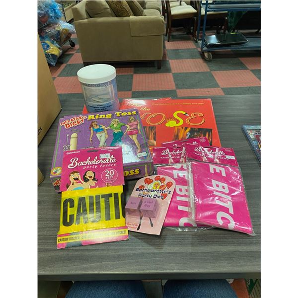 FLAT OF BACHELORETTE PARTY ITEMS