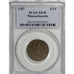 1787 1/2 C Massachusetts Half Cent XF45 PCGS.