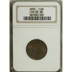 1835 1/2 C MS65 Brown NGC.