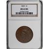Image 1 : 1828 1C Large Narrow Date MS63 Brown NGC.