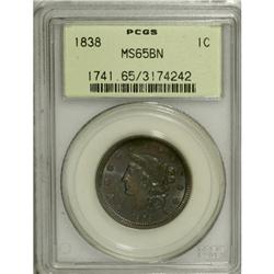 1838 1C MS65 Brown PCGS N-6