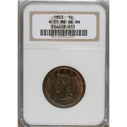 1853 1C MS66 Brown NGC.