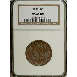 1853 1C MS66 Brown NGC.