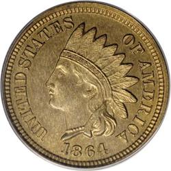 1864 1C Bronze No L PR66 Red and Brown PCGS.