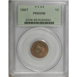 1867 1C PR65 Red and Brown PCGS.