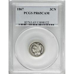 1867 3CN PR65 Cameo PCGS.
