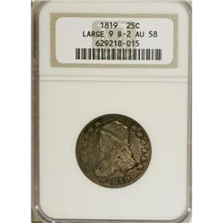 1819 25C Large 9 AU58 NGC.