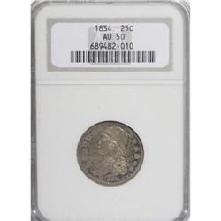 1834 25C AU50 NGC.