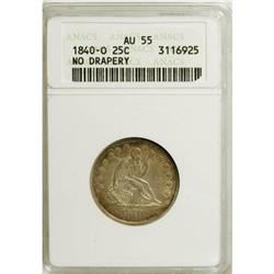1840-O 25C No Drapery AU55 ANACS.