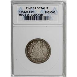 1854-O 25C Huge O--Cleaned--ANACS. Fine 15