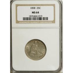 1858 25C MS64 NGC.