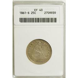 1861-S 25C XF40 ANACS.