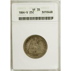 1864-S 25C VF35 ANACS.