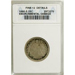 1866-S 25C --Environmental Damage--ANACS. Fine