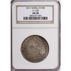 1811 50C Small 8 AU58 NGC.