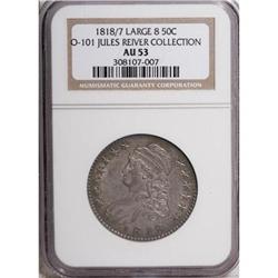 1818/7 50C Large 8 AU53 NGC. O-101