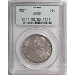 1827 50C Square Base 2 AU55 PCGS.