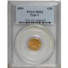 Image 1 : 1854 G$1 Type Two MS62 PCGS.