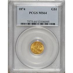1874 G$1 MS64 PCGS.