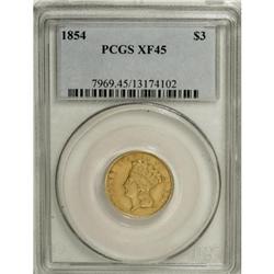 1854 $3 XF45 PCGS.