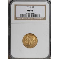 1913 $5 MS62 NGC.