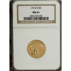1914-S $5 MS61 NGC.