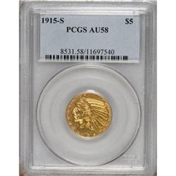 1915-S $5 AU58 PCGS.