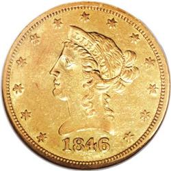 1846-O $10 AU53 NGC.