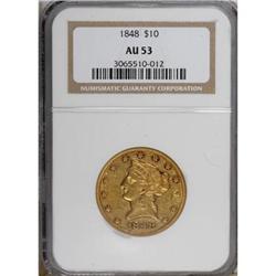 1848 $10 AU53 NGC.