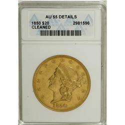 1850 $20 --Cleaned--ANACS. AU55 Details.
