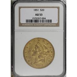 1851 $20 AU53 NGC.