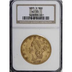 1855-S $20 AU53 NGC.
