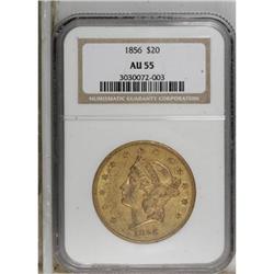 1856 $20 AU55 NGC.