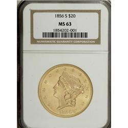 1856-S $20 MS63 NGC.