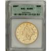 Image 3 : 1867 $20 AU55 ICG.