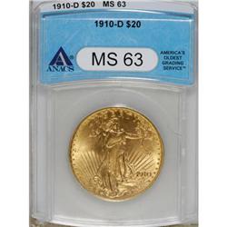 1910-D $20 MS63 ANACS.