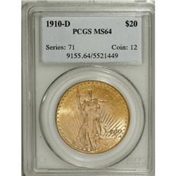 1910-D $20 MS64 PCGS.