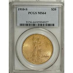 1910-S $20 MS64 PCGS.