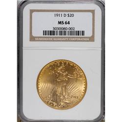 1911-D $20 MS64 NGC.