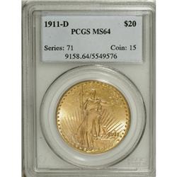 1911-D $20 MS64 PCGS.