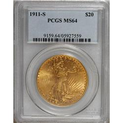 1911-S $20 MS64 PCGS.