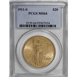 1911-S $20 MS64 PCGS.